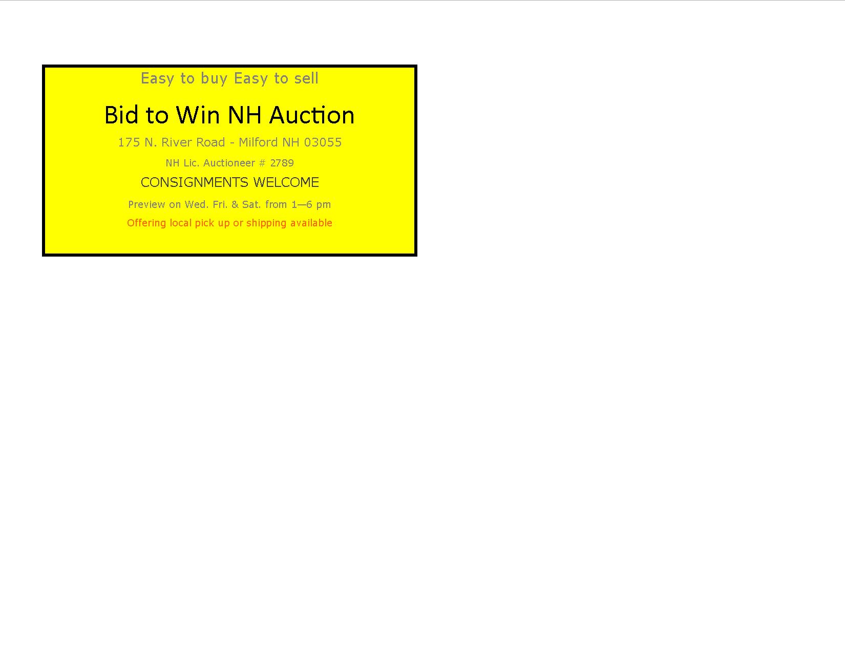 Bid to Win NH Auction